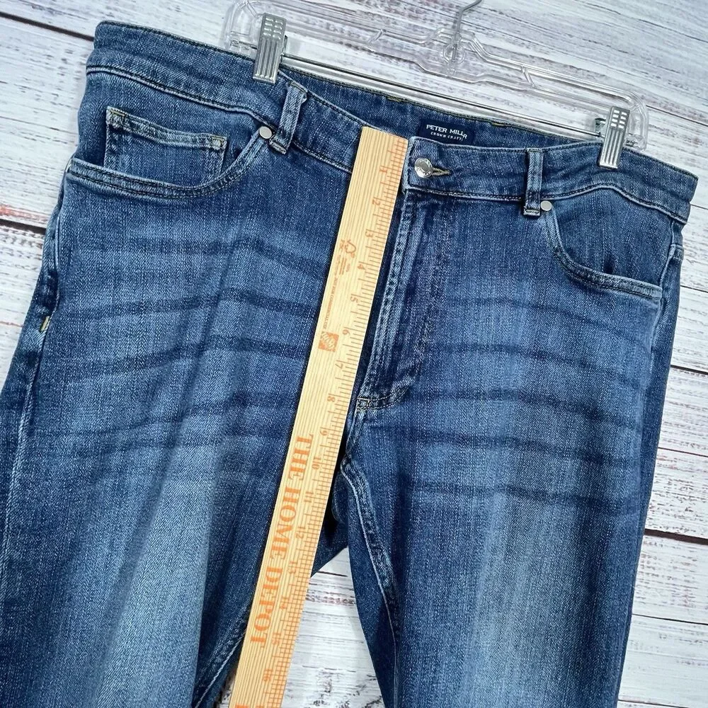 Peter Millar Crown Crafted Jeans 38x34 True Blue Wash Tailored Fit Stretch